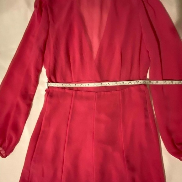 Urban Outfitters Women's Dress Size Medium Coral Red Wrap Long Sleeve - Picture 5 of 12